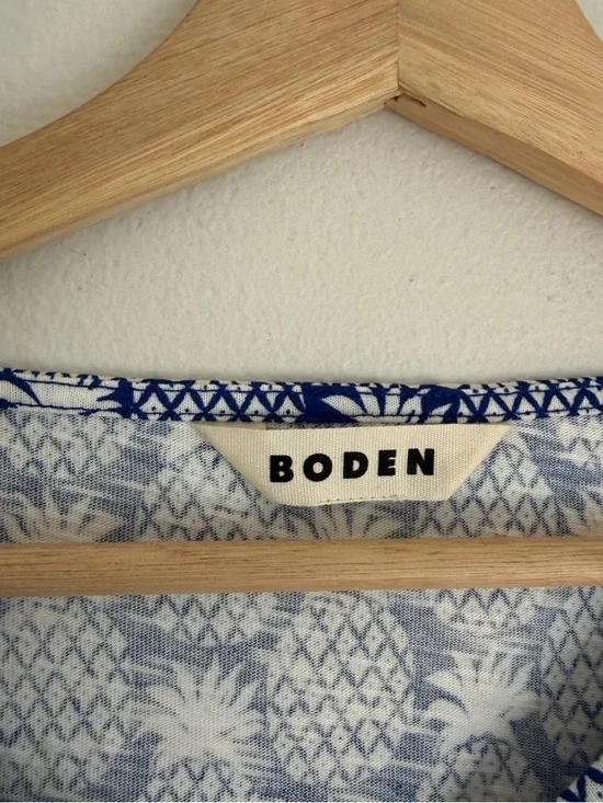 Boden Florrie Jersey Dress in Blue and White - Picture 8 of 8